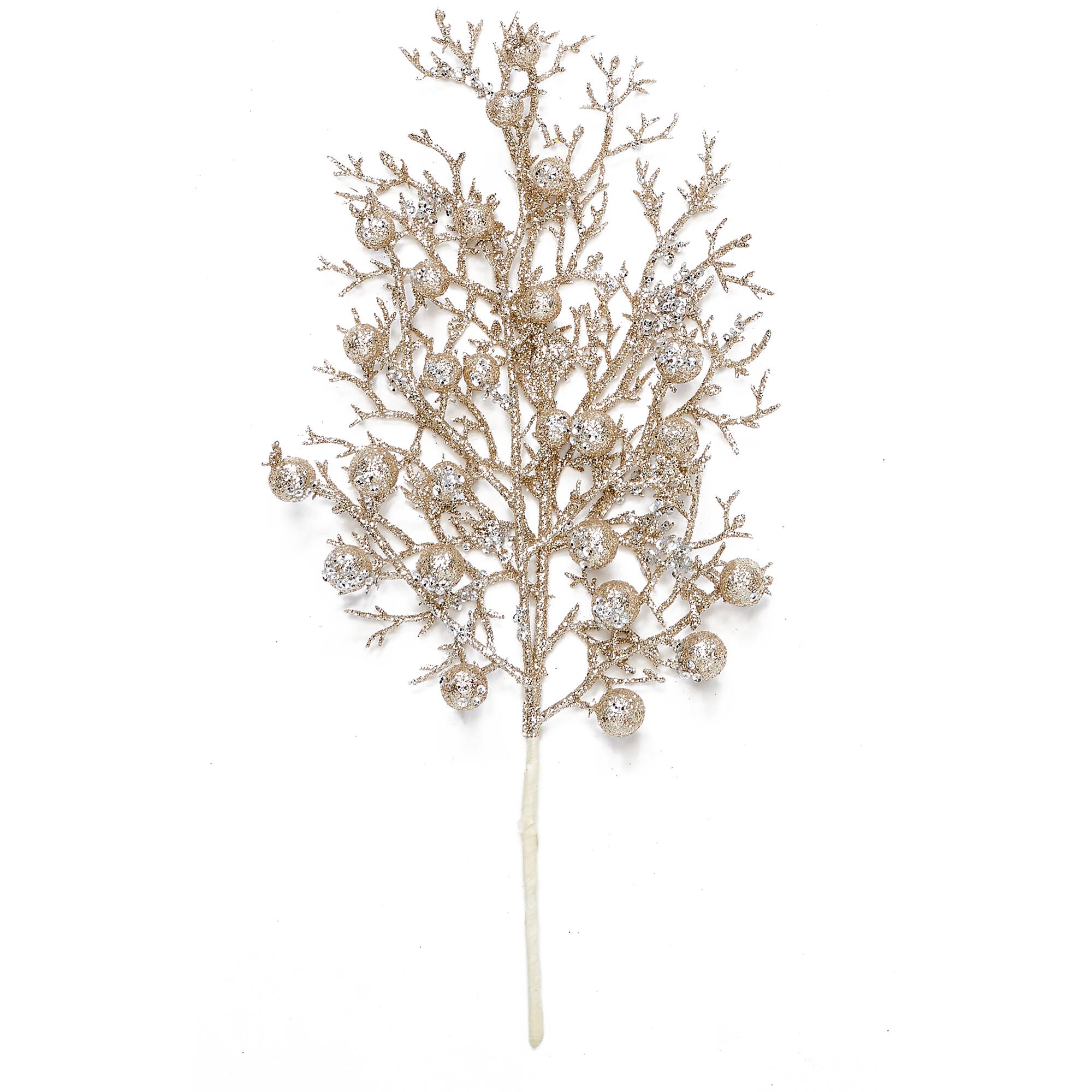 13" Glittered Artificial Christmas Berry Pick, 6ct.
